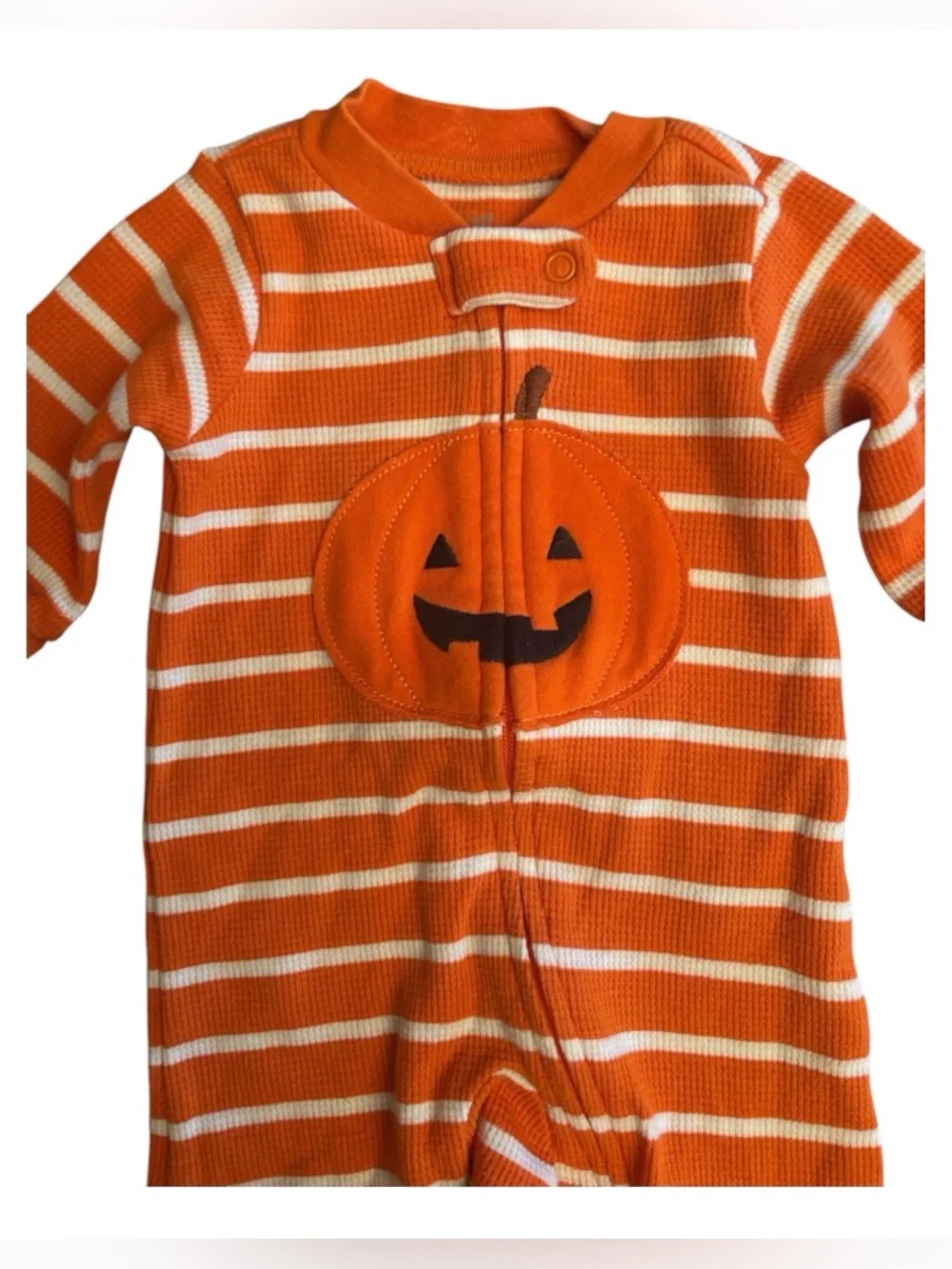 Carter’s | Orange & White Striped PUMPKIN 3 MO Onsie | Baby’s First Halloween